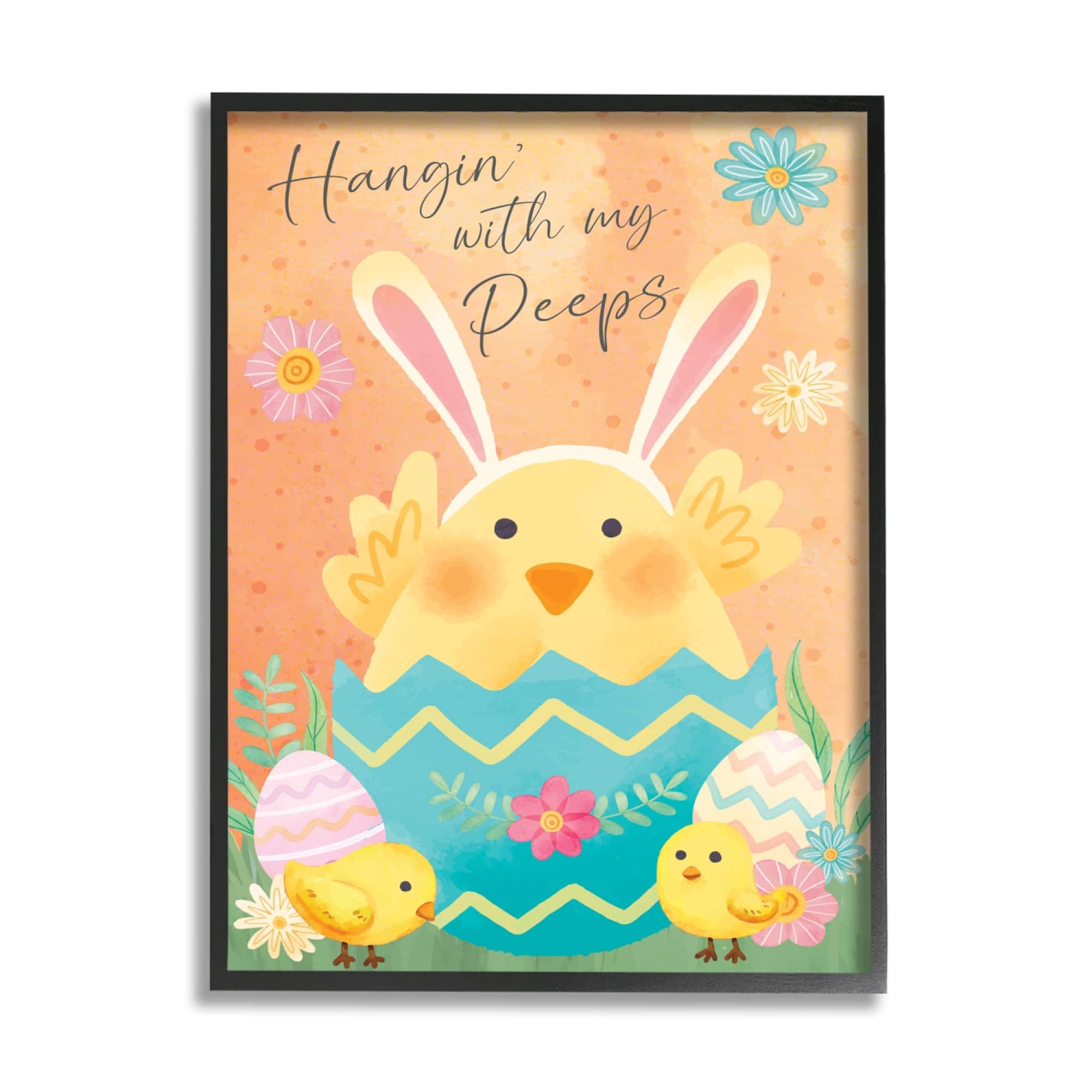 Stupell Industries Hangin' With My Peeps Easter Egg Chicks Framed Giclee Art